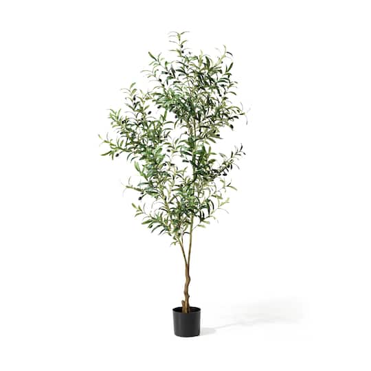 Glitzhome&#xAE; 6ft. Potted Faux Olive Tree